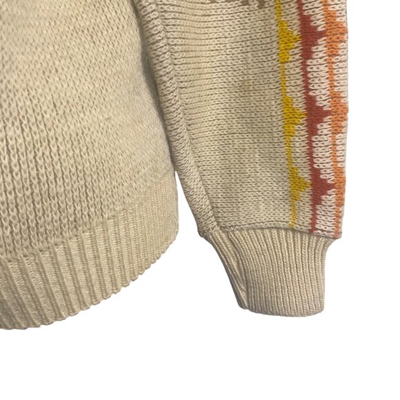 Pendleton Mens Beige Wool Sweater Multicolor Native American Print Size M - Picture 6 of 8